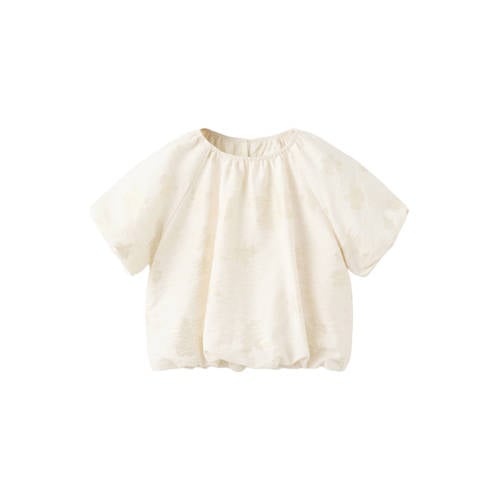 Mango Kids gebloemde blousetop goud Meisjes Viscose Ronde hals Bloemen