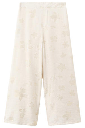 gebloemde casual broek ecru