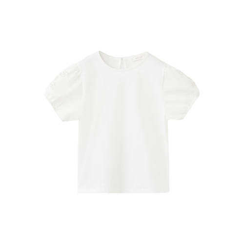 Mango Kids T-shirt wit Meisjes Katoen Ronde hals Effen - maat 164 afbeelding