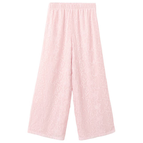 Mango Kids gebloemde casual broek lichtroze Meisjes Polyester All over print - maat 116 afbeelding