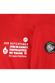 thumbnail: No Way Monday X Job Dutchtuber T-shirt met backprint rood