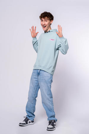 hoodie met backprint lichtblauw