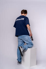 thumbnail: No Way Monday X Job Dutchtuber T-shirt + korte broek met backprint donkerblauw