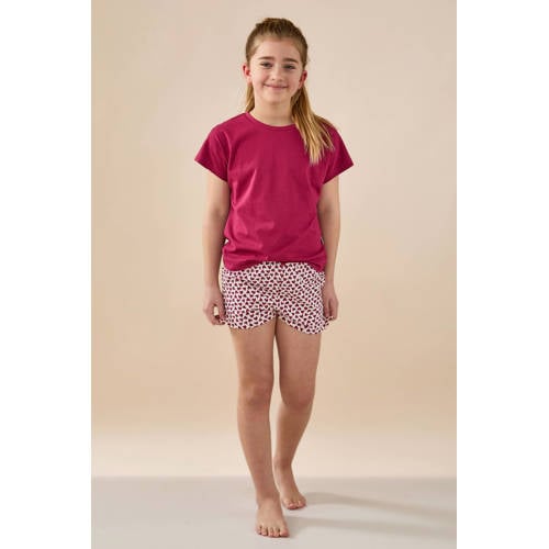 Little Label shortama donkerrood Pyjama Meisjes Stretchkatoen Ronde hals - maat 134/140 afbeelding