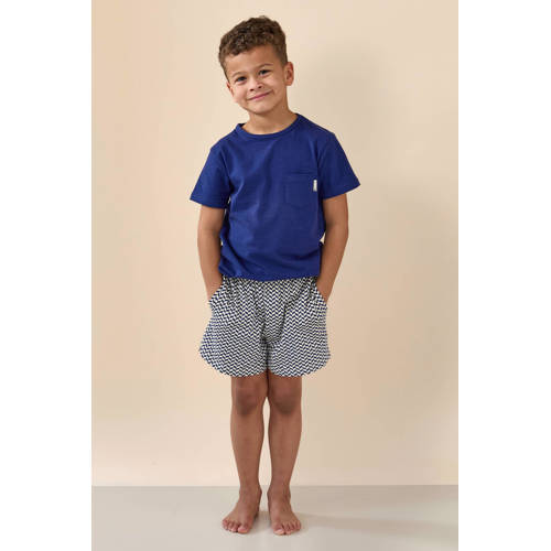 Little Label shortama blauw Pyjama Jongens Stretchkatoen Ronde hals All over print - maat 110/116 afbeelding