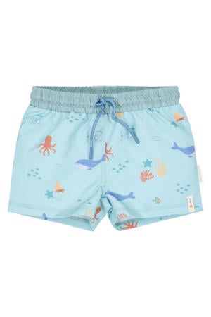 zwemshort all over print blauw