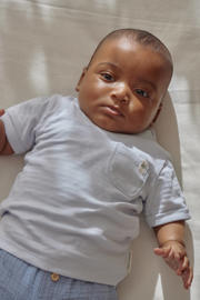 thumbnail: Little Dutch gestreept T-shirt met textuur lichtblauw