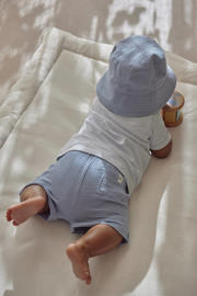 thumbnail: Little Dutch gestreept T-shirt met textuur lichtblauw