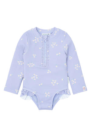 badpak met bloemen print lila