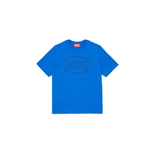 Diesel T-shirt blauw Jongens Katoen Ronde hals Tekst - maat 152 afbeelding