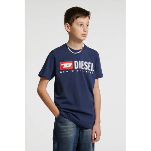 Diesel T-shirt donkerblauw Jongens Katoen Ronde hals Printopdruk - maat 152 afbeelding