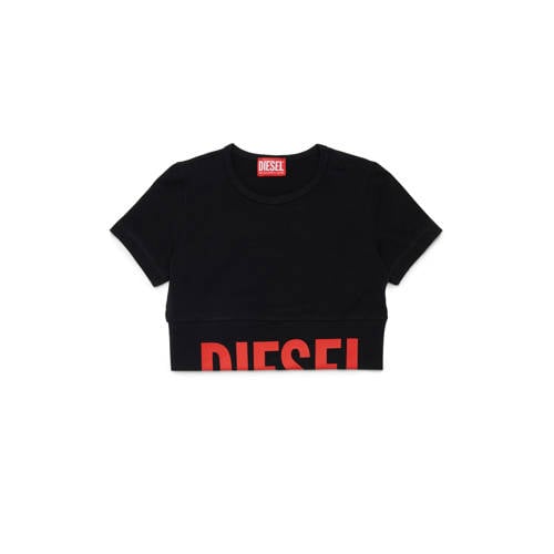 Diesel T-shirt zwart Meisjes Stretchkatoen Ronde hals Tekst - maat 164 afbeelding
