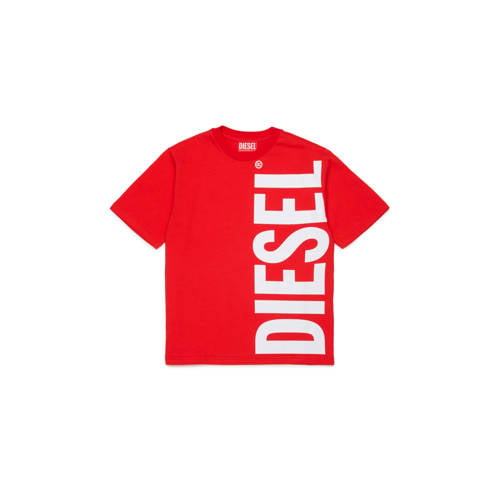 Diesel T-shirt rood Jongens Katoen Ronde hals Tekst - maat 164 afbeelding