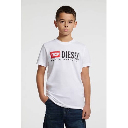 Diesel T-shirt wit Jongens Katoen Ronde hals Printopdruk - maat 152 afbeelding