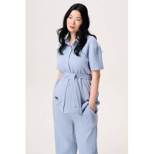 Noppies maternity zwangerschaps- en voedings blouse lichtblauw Dames Katoen Klassieke kraag - maat XXL afbeelding
