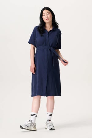 zwangerschaps- en voedings blousejurk donkerblauw