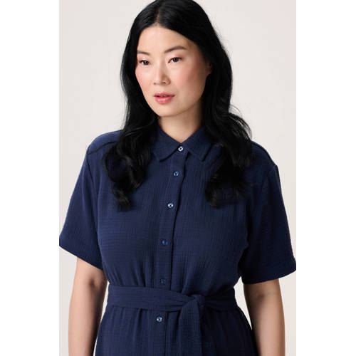 Noppies maternity zwangerschaps- en voedings blousejurk donkerblauw Dames Katoen Klassieke kraag - maat XXL afbeelding