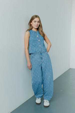 high waist barrel jeans medium blue denim