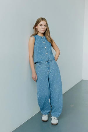 high waist barrel jeans medium blue denim