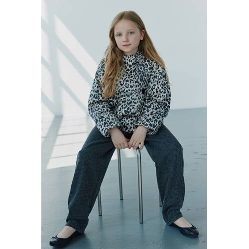 Sofie Schnoor girls Jas Beige Meisjes Katoen Capuchon Panterprint - maat 176 afbeelding