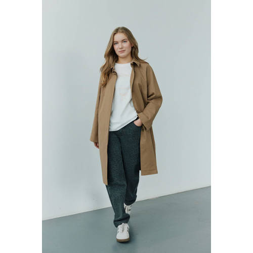 Sofie Schnoor girls high waist barrel jeans met panterprint antraciet Grijs Meisjes Denim - maat 140 afbeelding