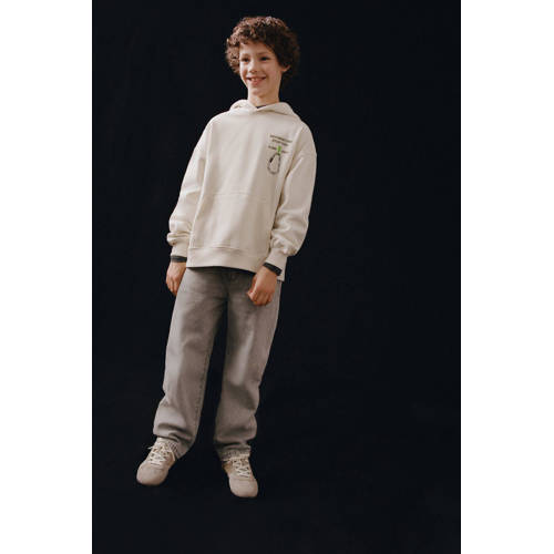 Mango Kids baggy jeans grey denim Grijs Effen - maat 152 afbeelding