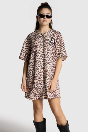 mini jurk met panterprint bruin