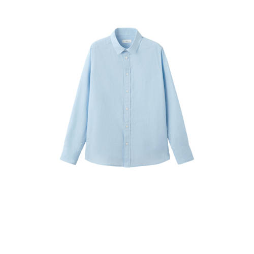 MANGO TEEN linnen overhemd lichtblauw Jongens Katoenlinnen Klassieke kraag - maat 164(XS) afbeelding