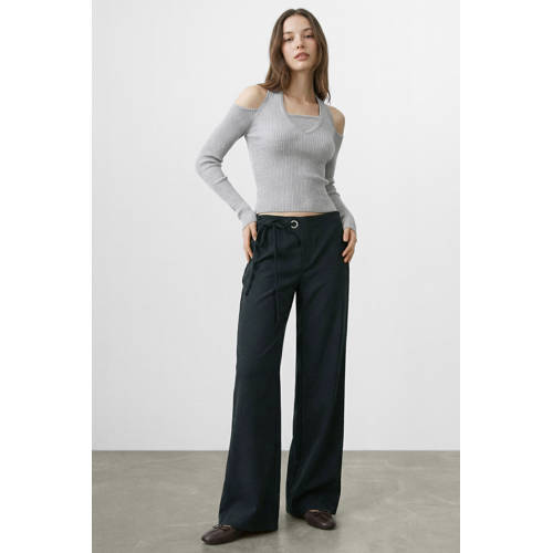 MANGO TEEN casual broek donkerblauw Meisjes Lyocell Effen - maat 164(S) afbeelding