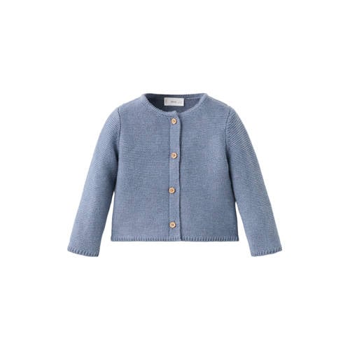 Mango Kids vest blauw rib gebreid Jongens/Meisjes Katoen Ronde hals Effen