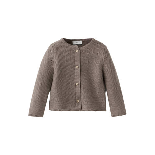 Mango Kids gebreid vest Bruin Jongens/Meisjes Katoen Ronde hals Effen - maat 74 afbeelding