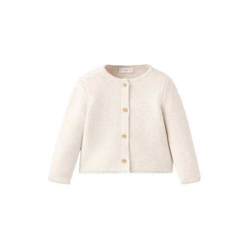 Mango Kids vest beige rib gebreid Jongens/Meisjes Katoen Ronde hals Effen - maat 68 afbeelding
