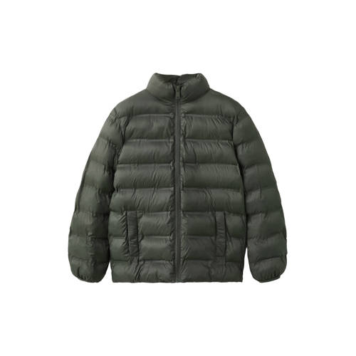 Mango Kids tussenjas donkergroen Jongens Polyamide Opstaande kraag Effen