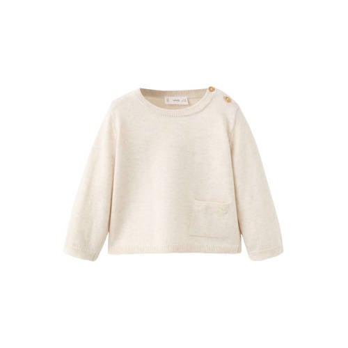 Mango Kids gebreide trui Beige Jongens Katoen Ronde hals Effen