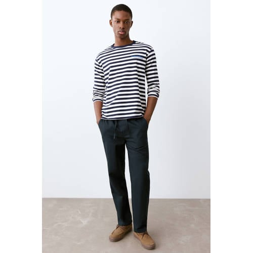 MANGO TEEN linnen pantalon donkerblauw Broek Meisjes Katoenlinnen Effen - maat 175(M) afbeelding