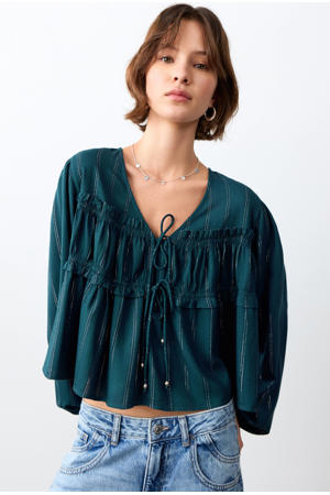 gestreepte blousetop donkerblauw