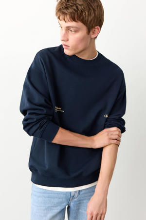 sweater met backprint donkerblauw