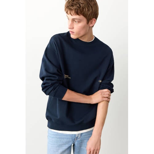 MANGO TEEN sweater met backprint donkerblauw Backprint - maat 175(M) afbeelding