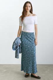 thumbnail: MANGO TEEN gebloemde maxi rok blauw