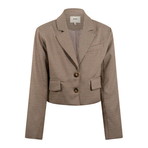 Shoeby cropped blazer met backprint lichtbruin Meisjes Polyester Reverskraag - maat 158/164 afbeelding