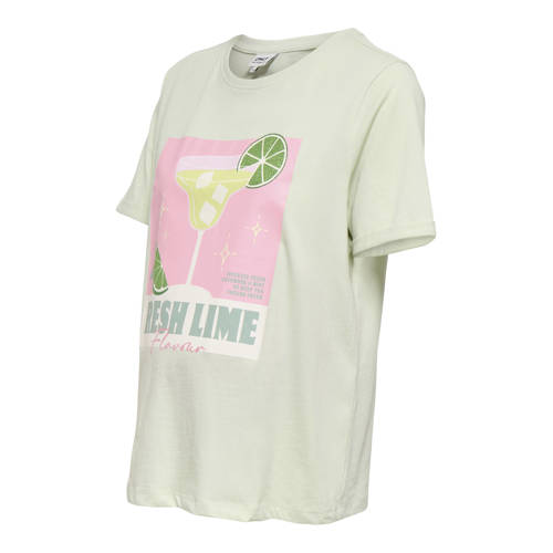 ONLY MATERNITY zwangerschaps T-shirt lichtgroen Dames Katoen Ronde hals - maat M afbeelding