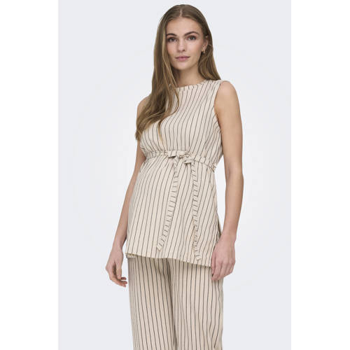 ONLY MATERNITY zwangerschaps gestreepte mouwloze top ecru Dames Polyester Ronde hals - maat S afbeelding