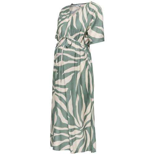 ONLY MATERNITY zwangerschaps midi jurk grijsgroen Dames Viscose V-hals - maat XL afbeelding