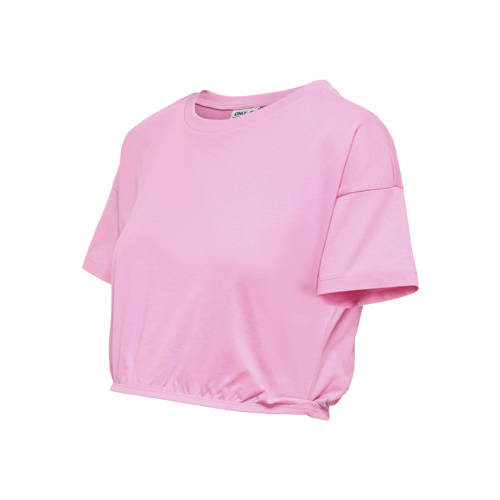 ONLY MATERNITY zwangerschaps T-shirt roze Dames Katoen Ronde hals Effen - maat M afbeelding