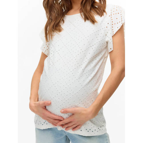 VERO MODA MATERNITY zwangerschaps T-shirt wit Dames Polyester Ronde hals - maat XL afbeelding