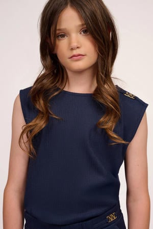 mouwloze top donkerblauw
