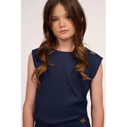 NIK&NIK mouwloze top donkerblauw Meisjes Polyester Ronde hals Effen - maat 164 afbeelding