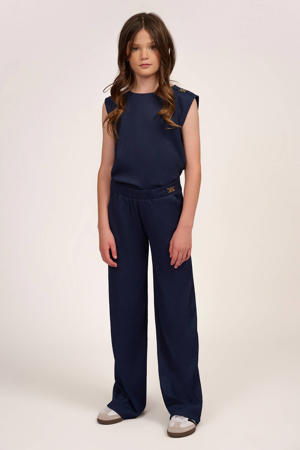 wide leg casual broek donkerblauw