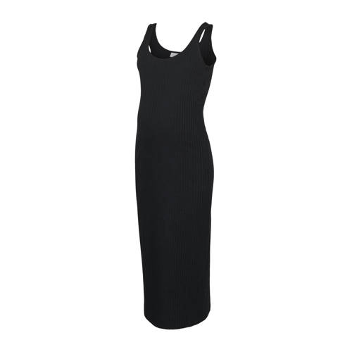 MAMALICIOUS bodycon zwangerschapsjurk midi zwart Dames Stretchkatoen Ronde hals - maat L afbeelding