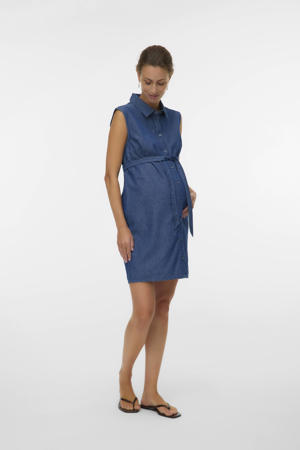 zwangerschaps blousejurk medium blue denim